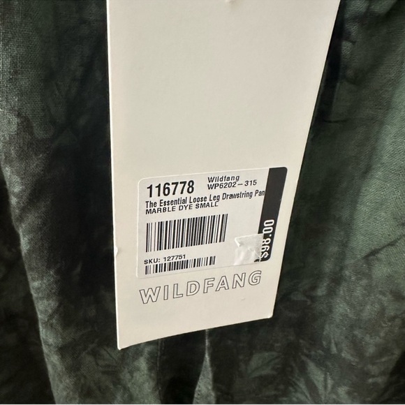 Wildfang Loose Leg Drawstring Pant Green Marble Dye
size small - Picture 3 of 7